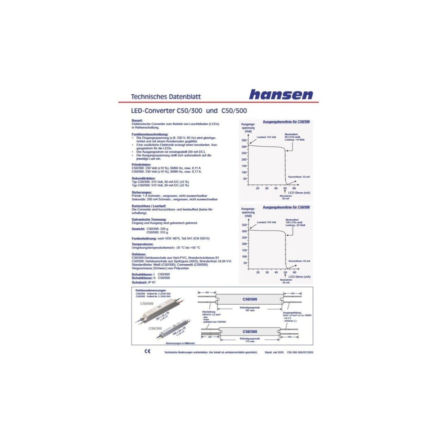 Hansen- Led- Converter- C50/500- AC 230V- DC 500V- 52550050