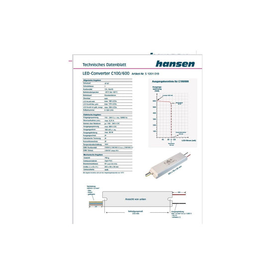 Hansen- Led- Converter- C100/600- 230V- 51201019