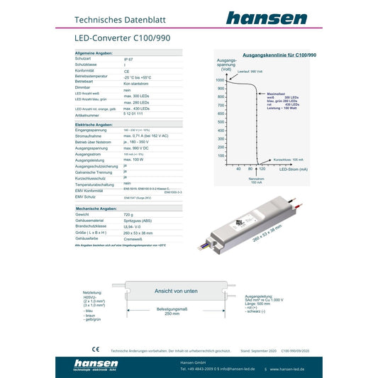 Hansen- Led- Converter- C100/990 -230V- 51201111