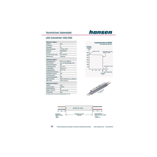 Hansen- Led -Converter- C40/300- AC 230V- DC 315V- 52300003
