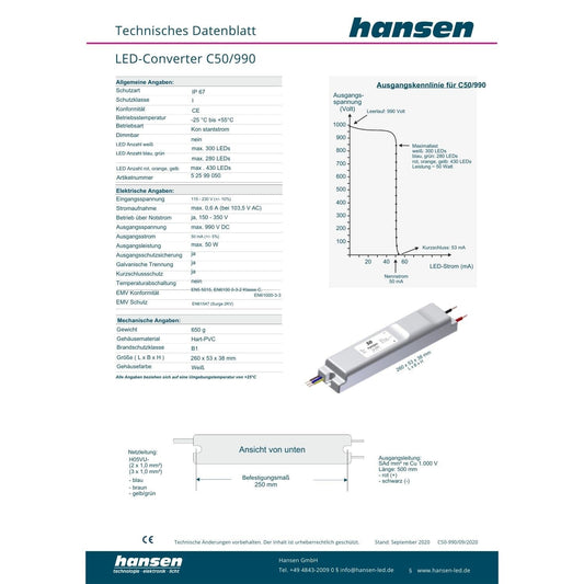 Hansen- Led- Converter- C50/990- 230V- 52599050