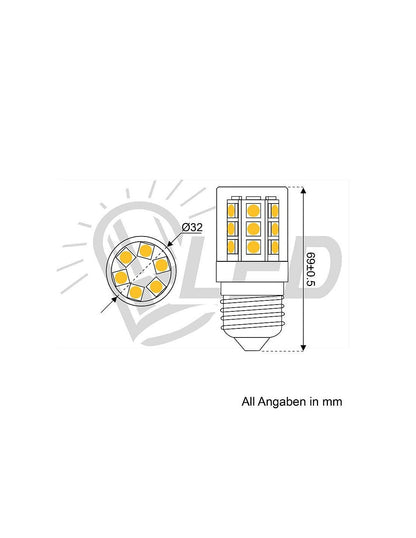 David-Led-2,6W-E27-AC 24V-DC 13,5-28V-300lm-3000K-Dim